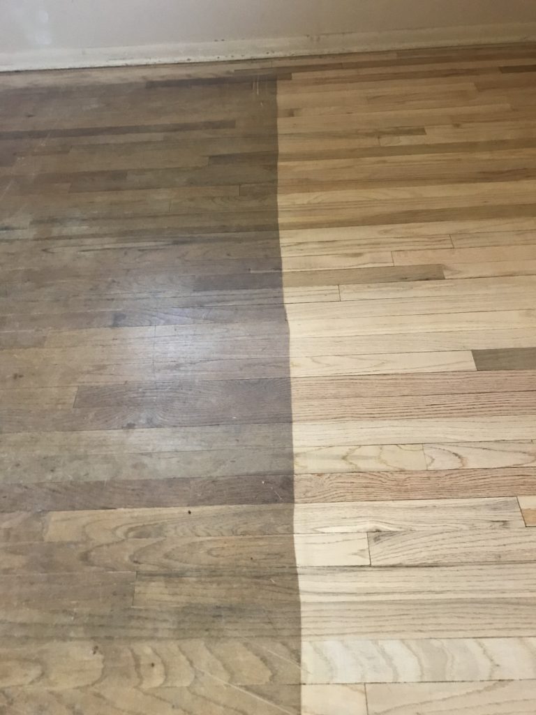 before and after refinishing hardwood floors